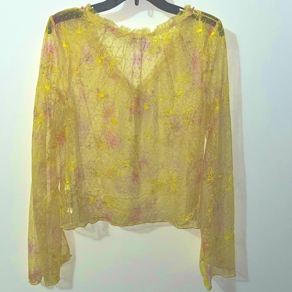 Free People Intimately Postcards from Paris Mesh Embroidered Top Blouse NWOT - Picture 12 of 13